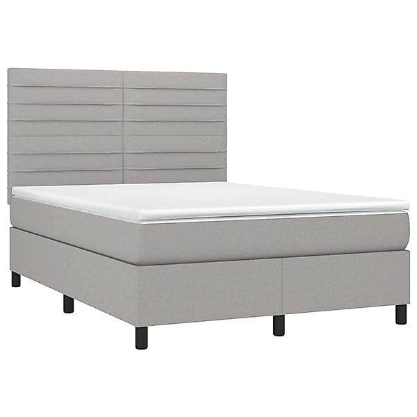 vidaXL Boxspringbett mit Matratze & LED Hellgrau 140x190 cm Stoff 3134949 günstig online kaufen