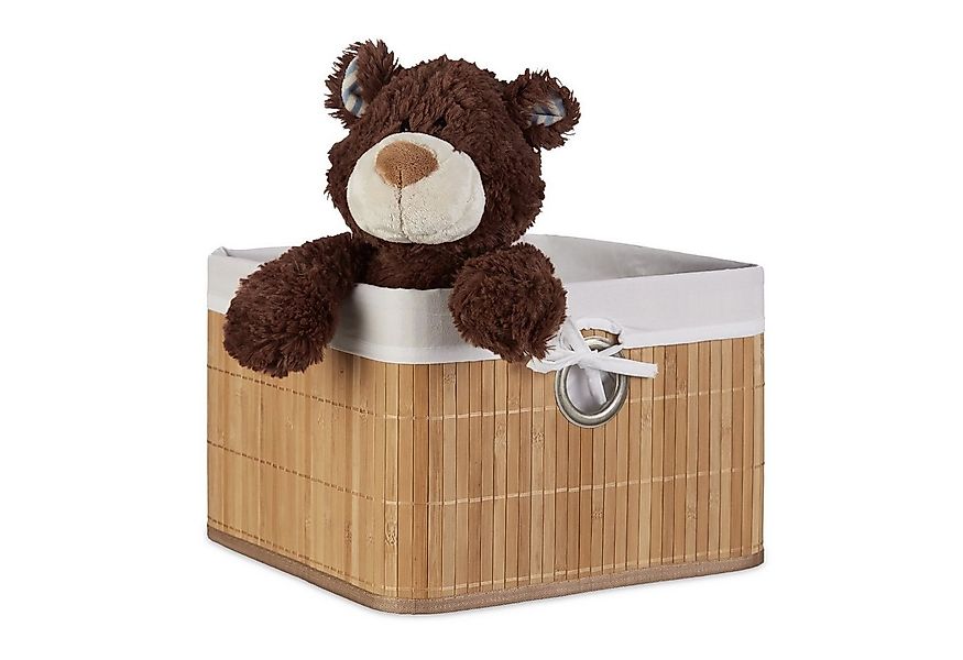 relaxdays Aufbewahrungskorb 4x Aufbewahrungskorb Bambus, natur günstig online kaufen