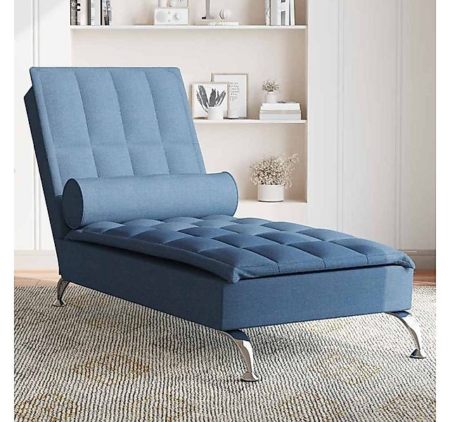 vidaXL Chaiselongue, Massage-Chaiselongue mit Nackenrolle Blau Stoff günstig online kaufen