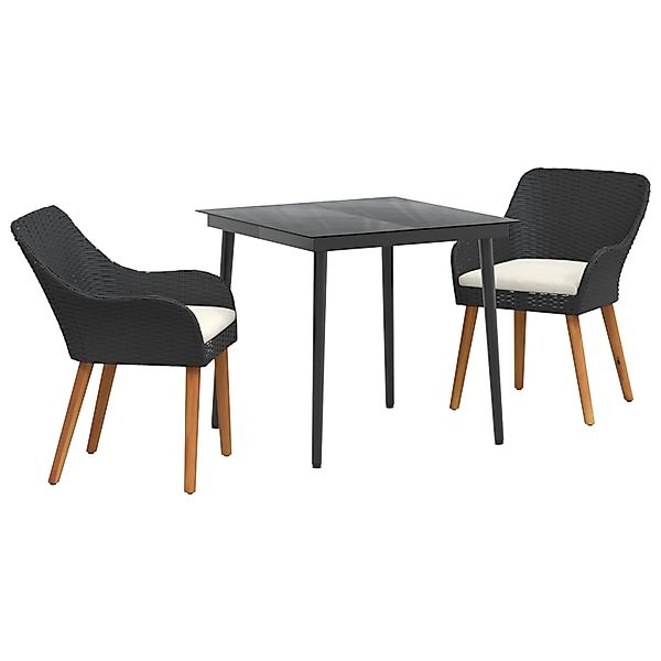 vidaXL 3-Teiliges Garten Essset Schwarz Poly Rattan 3261663 günstig online kaufen