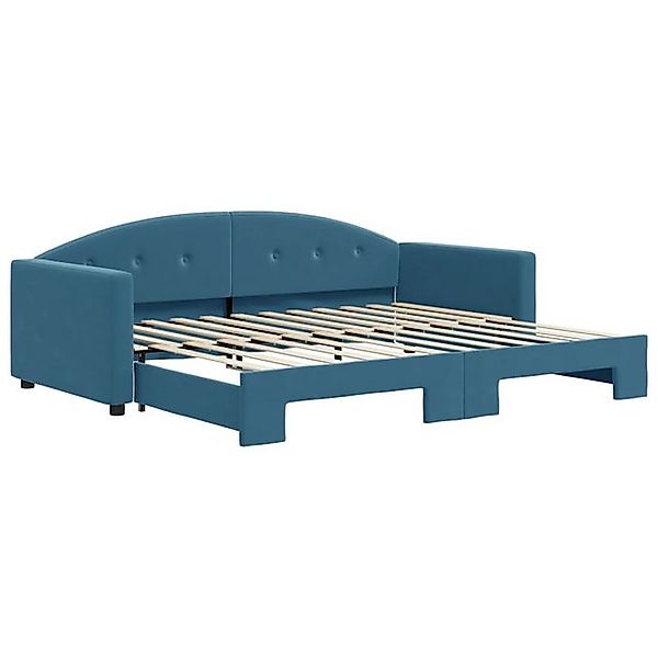vidaXL Gästebett Gästebett Tagesbett Ausziehbar Blau 90x200 cm Samt Bett Be günstig online kaufen