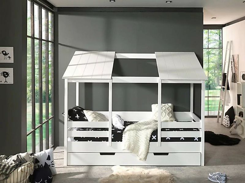 Natur24 Kinderbett Bett Hausbett Bett 90x200cm Weiß günstig online kaufen