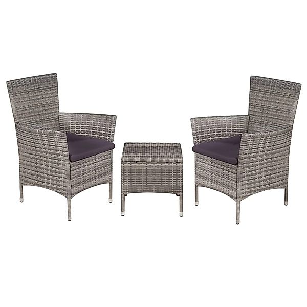 vidaXL Gartenlounge-Set 3-tlg. Bistro-Set Poly Rattan günstig online kaufen