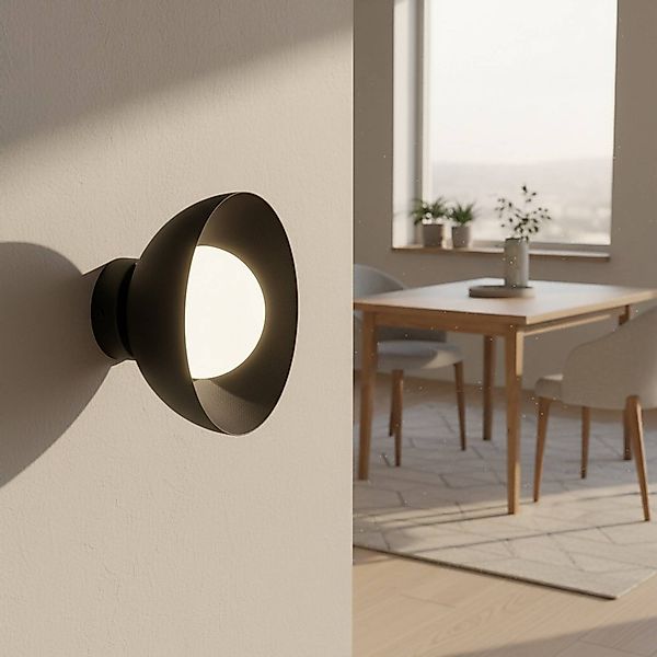 Wandleuchte Bibi K1, schwarz, Stahl/Glas, Ø 18 cm günstig online kaufen