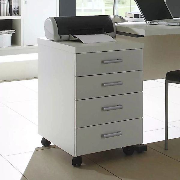Schreibtischcontainer mit vier Schubladen Weiß günstig online kaufen