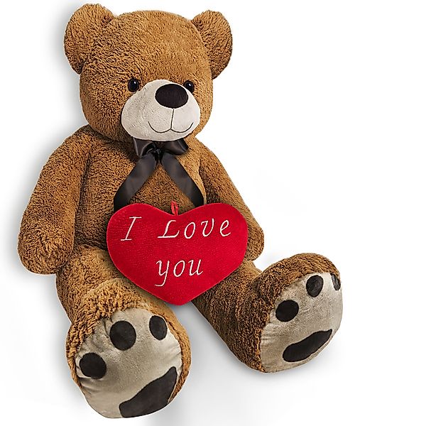 Plüschtier Teddybär Braun 175cm inkl Herzkissen günstig online kaufen