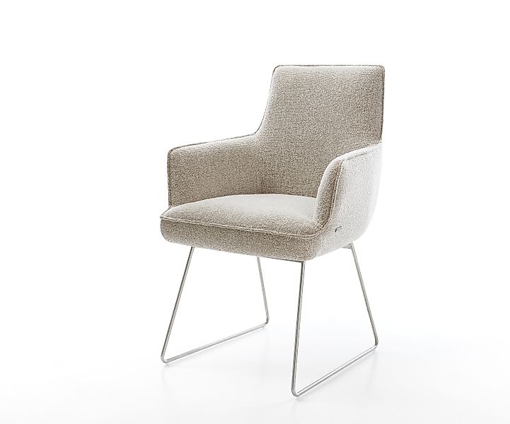 Esszimmerstuhl Heira-Flex mit Armlehnen Webstoff Soft Beige Kufengestell Ed günstig online kaufen