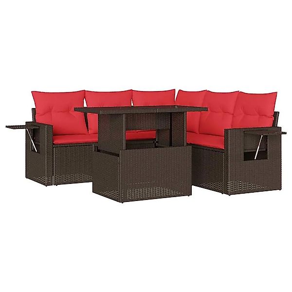vidaXL 6-Tlg Gartensofa-Set mit Kissen Braun Polyrattan 3267904 günstig online kaufen