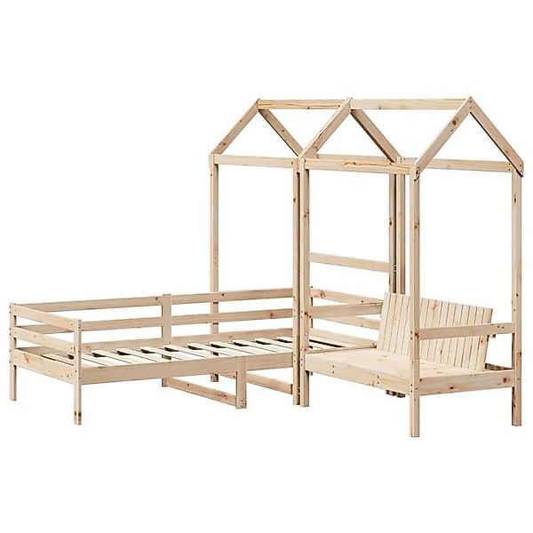 vidaXL Bett Tagesbett und Bank mit Dach 90x200 cm Kiefernholz günstig online kaufen