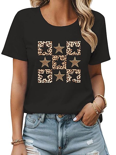 PYL Rundhalsshirt Damen Sommer Kurzarmbluse Locker günstig online kaufen