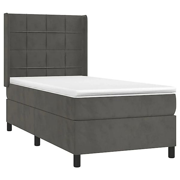 vidaXL Boxspringbett mit Matratze & LED Dunkelgrau 80x200 cm Samt 3139530 günstig online kaufen