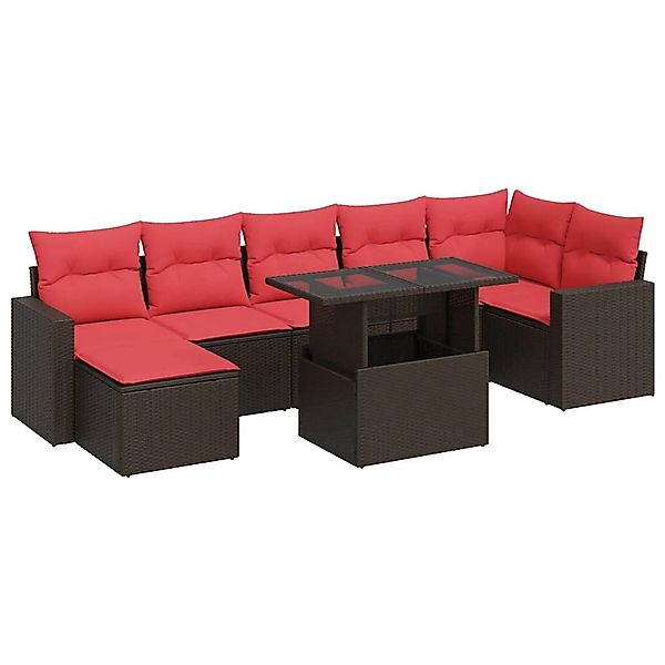 vidaXL 8-Tlg Garten-Sofagarnitur mit Kissen Braun Poly Rattan Akazie 332636 günstig online kaufen
