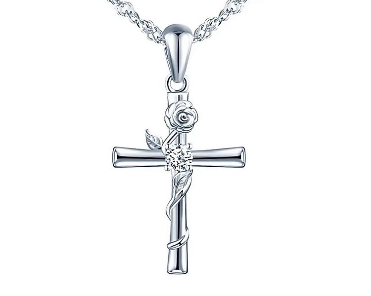 ELLAWIL Kreuzkette Silberkette Damen Halskette mit Kreuzanhänger Jesus-Kreu günstig online kaufen