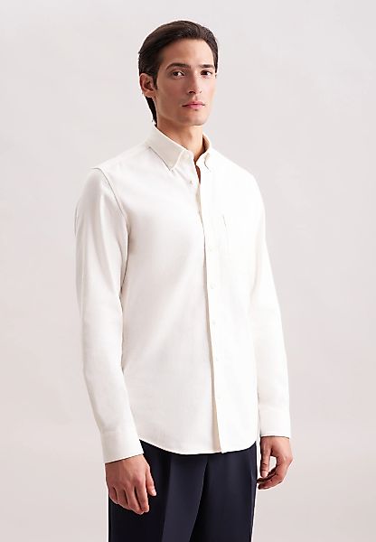 seidensticker Flanellhemd, Slim 1/1 Button-Down-Kragen Uni günstig online kaufen