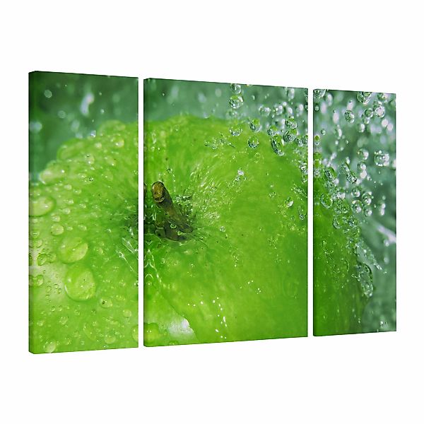 3-teiliges Leinwandbild - Querformat Green Apple günstig online kaufen