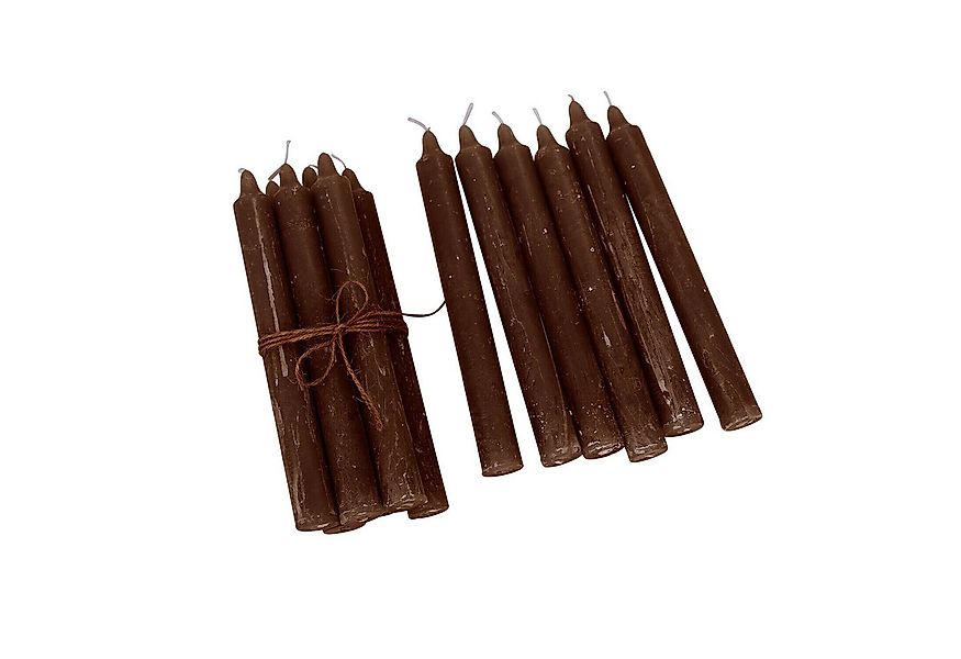 Mirabeau Stumpenkerze Kerze 12er Set Bauceau dunkelbraun (12er Set, 12er Se günstig online kaufen