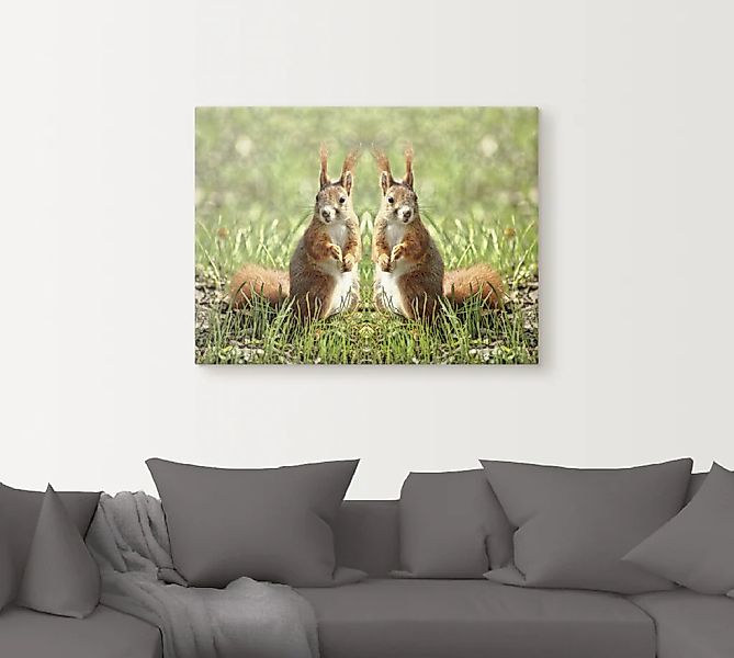 Artland Wandbild »Rote Eichhörnchen Zwillinge«, Wildtiere, (1 St.), als Lei günstig online kaufen