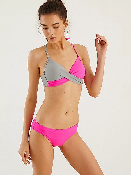 Damen Bikinis Halfter Color Block Front Twisted Sexy Badeanzüge günstig online kaufen