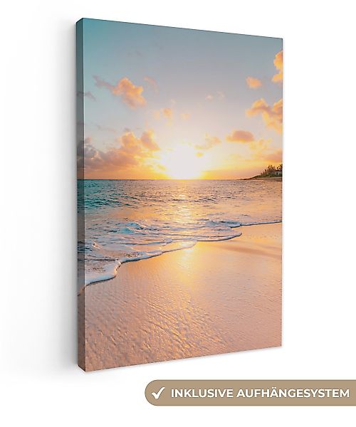 OneMillionCanvasses® Leinwandbild Sonnenuntergang - Strand - günstig online kaufen