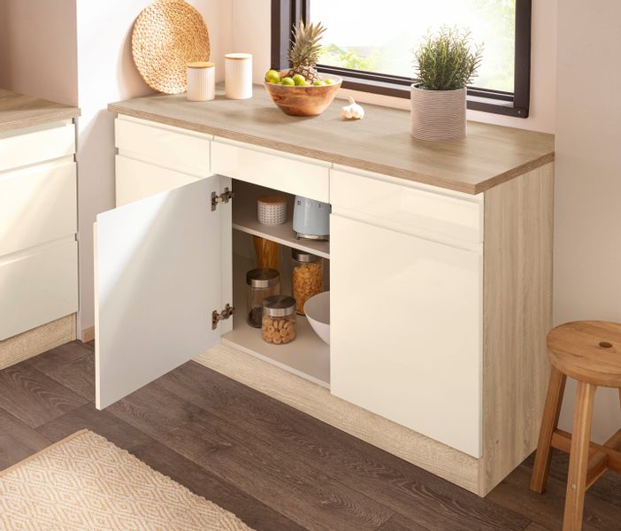 KOCHSTATION Unterschrank "KS-Virginia" 85 cm hoch, 150 cm breit, 3 Schublad günstig online kaufen