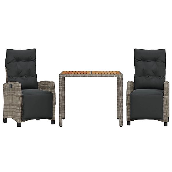 vidaXL 3-Tlg Garten-Essgruppe mit Kissen Grau Poly Rattan 3212912 günstig online kaufen