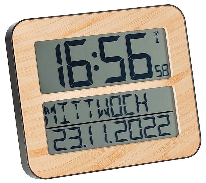 TFA Dostmann Funkwanduhr TimeLine Max TFA 60.4512 digitale Wanduhr in Holz- günstig online kaufen