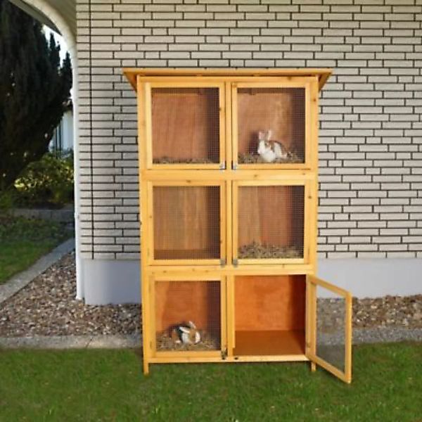 Mucola Hasenstall Kaninchenstall Freigehege Hasenkäfig 6 Boxen Holz Kleinti günstig online kaufen