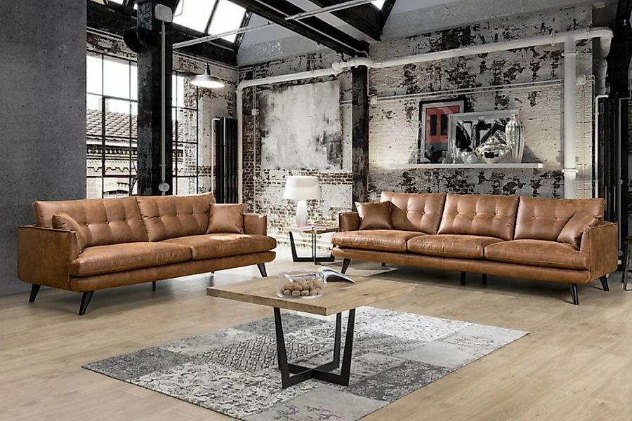 KAWOLA Sofa-Set 4-Sitzer Couch und 3-Sitzer Couch HILLY Microfaser braun günstig online kaufen