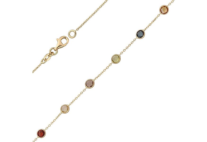 Schmuck Krone Fußkette Fußkette aus 585 Gold mit Edelsteinen 25cm, Gold 585 günstig online kaufen