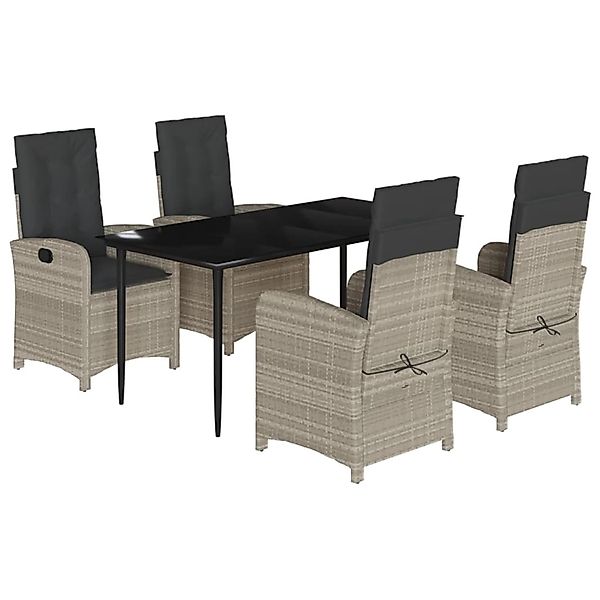 vidaXL 5-Tlg Garten-Essgruppe mit Kissen Hellgrau Poly Rattan 3212414 günstig online kaufen