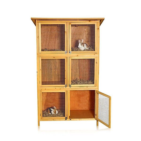 Feel2Home Kleintierkäfig Hasenkäfig 6 Boxen Kaninchenstall günstig online kaufen