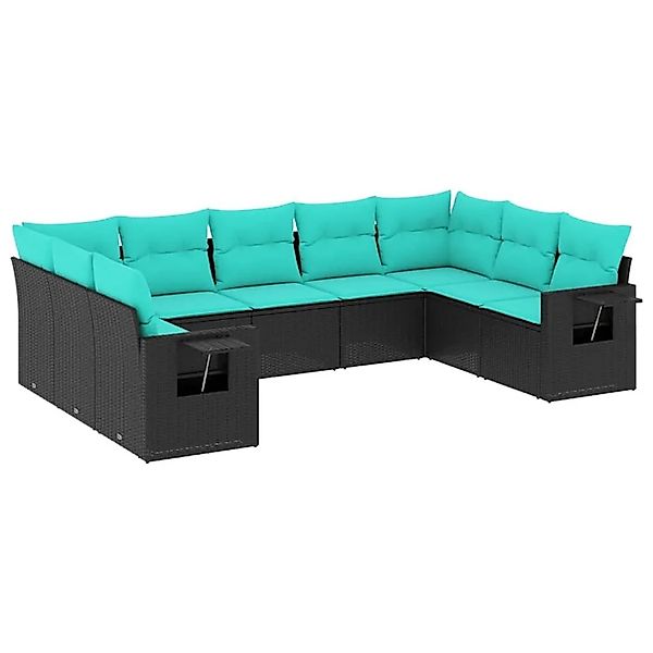 vidaXL 9-Tlg Gartensofa-Set mit Kissen Schwarz Polyrattan 3220596 günstig online kaufen