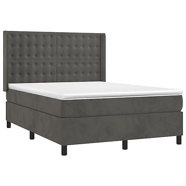 vidaXL Boxspringbett mit Matratze & LED Dunkelgrau 140x200 cm Samt 3139806 günstig online kaufen