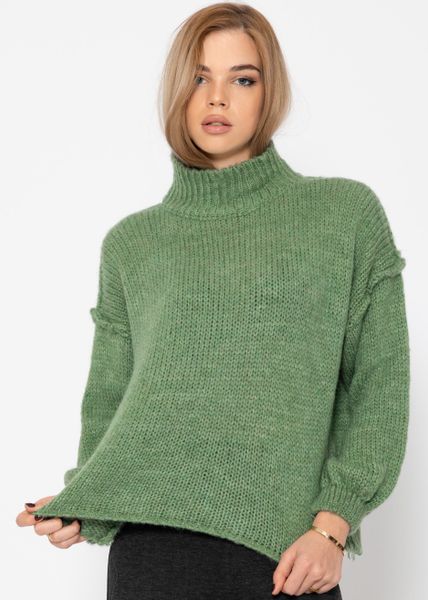 SASSYCLASSY Strickpullover Rollkragenpullover Damen mit Ziernähten günstig online kaufen