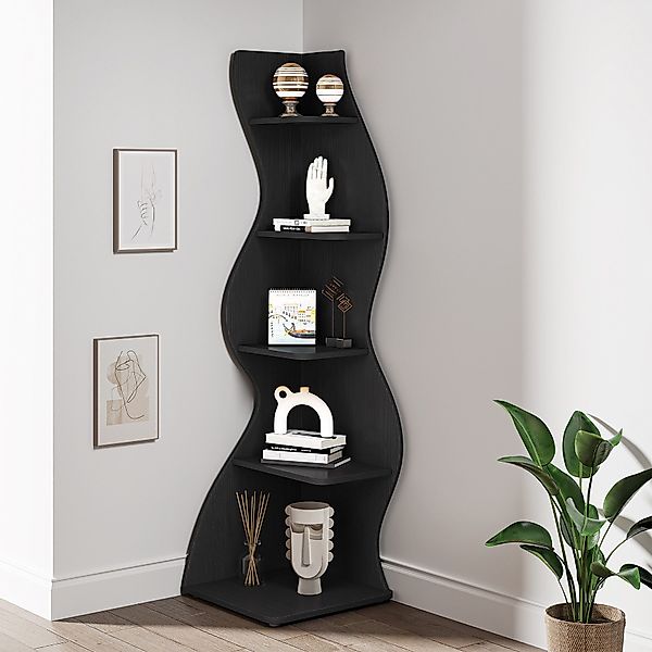 Tribesigns Eckregal 5-stöckiges Wand-Eck-Bücherregal, Ecke Bücherregal günstig online kaufen