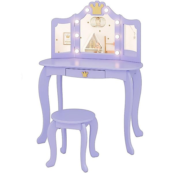 COSTWAY Schminktisch Kinderschminktisch mit Hocker, mit günstig online kaufen