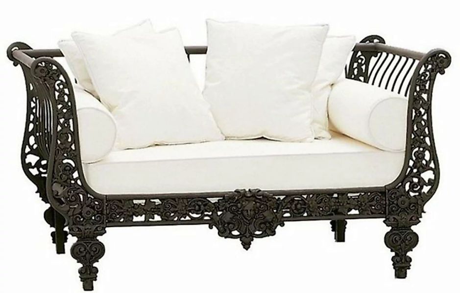 Casa Padrino Sofa Luxus Barock Sofa Dunkelbraun / Weiß 140 x 87 x H. 77 cm günstig online kaufen