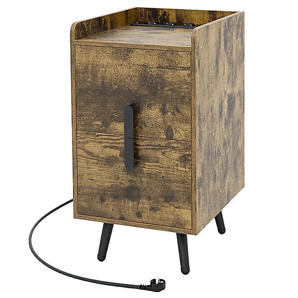 Costway Nachttisch mit Ladestation 32 x 40 x 60 cm Braun günstig online kaufen