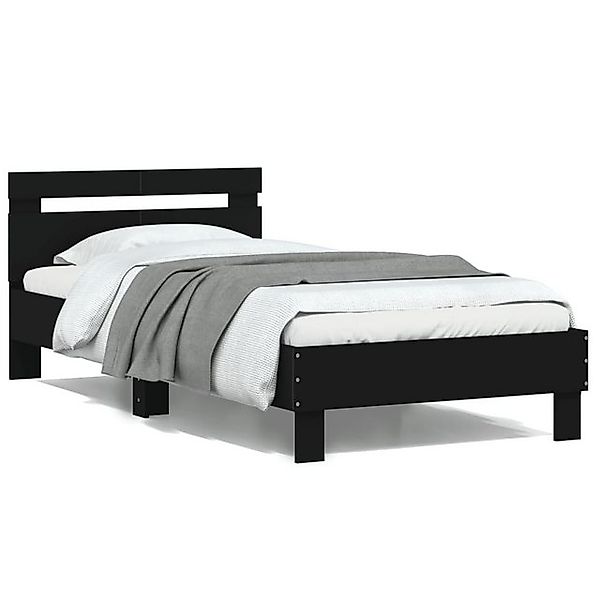 vidaXL Bettgestell, Bettrahmen mit Kopfteil Braun Eichen-Optik 100x200 cm günstig online kaufen
