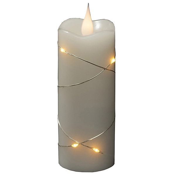 Konstsmide 6 LED Tropfen Echtwachskerze 3D Flamme silberfarbener Draht günstig online kaufen