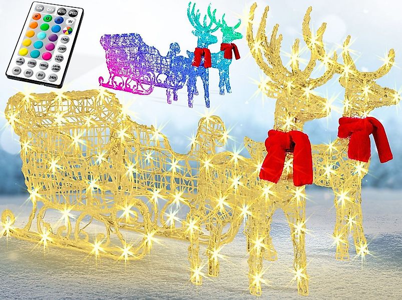 KESSER Weihnachtsfigur, 240er LED Rentiere Schlitten weiß Timer Weihnachtsb günstig online kaufen