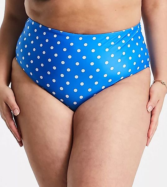 Peek & Beau Curve – Exklusive, blau gepunktete Bikinihose mit hohem Bund günstig online kaufen