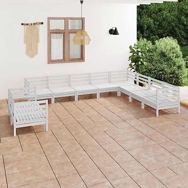 10-tlg. Garten-lounge-set Massivholz Kiefer Weiß günstig online kaufen