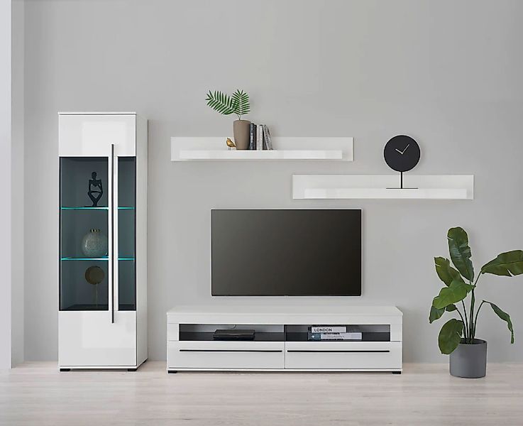 Home affaire Wohnwand "Cantara, moderne Anbauwand, Wohnzimmer-Set, in Eiche günstig online kaufen