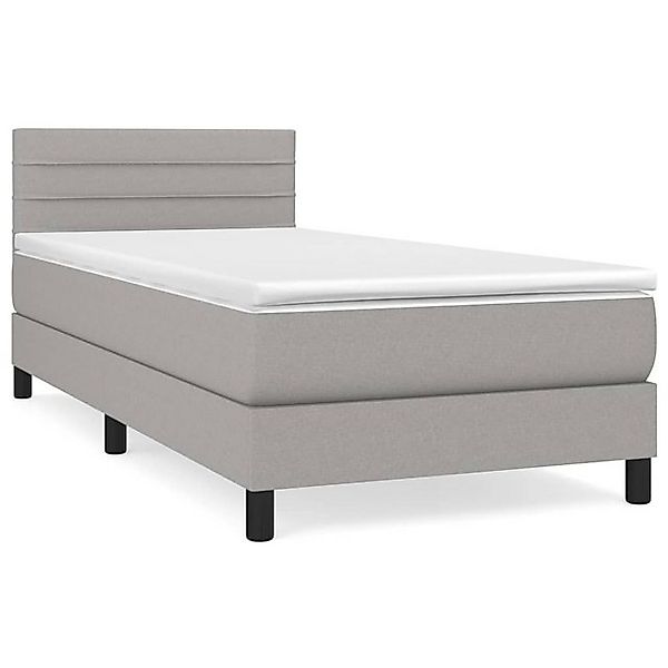 vidaXL Boxspringbett, Boxbett mit Matratze Hellgrau 90x200 cm Stoff günstig online kaufen
