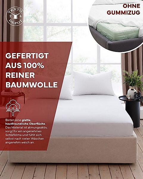 texpot Bettlaken Betttuch glatt weiß Baumwolle 175 Gramm ohne Gummizug, Gum günstig online kaufen