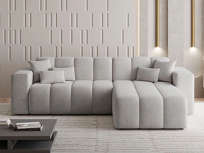 GrainGold Ecksofa L-Form NORK - 265x180 cm, Grau, Rechts, Polyurethanschaum günstig online kaufen