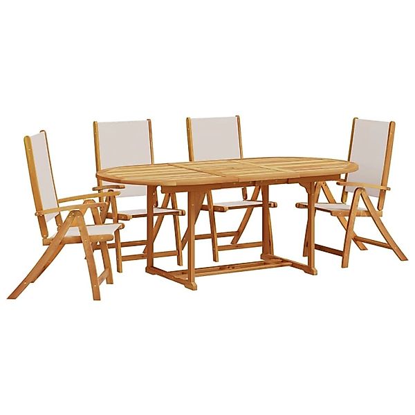 vidaXL 5-Tlg Garten-Essgruppe Massivholz Akazie und Textilene 3279286 günstig online kaufen