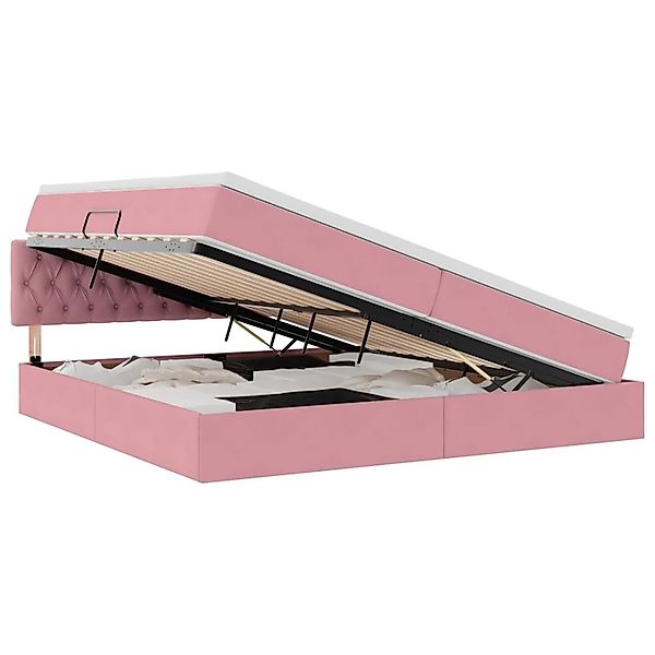vidaXL Bett mit Stauraum und LED mit Matratze Rosa 200 x 200 cm Samt 337148 günstig online kaufen