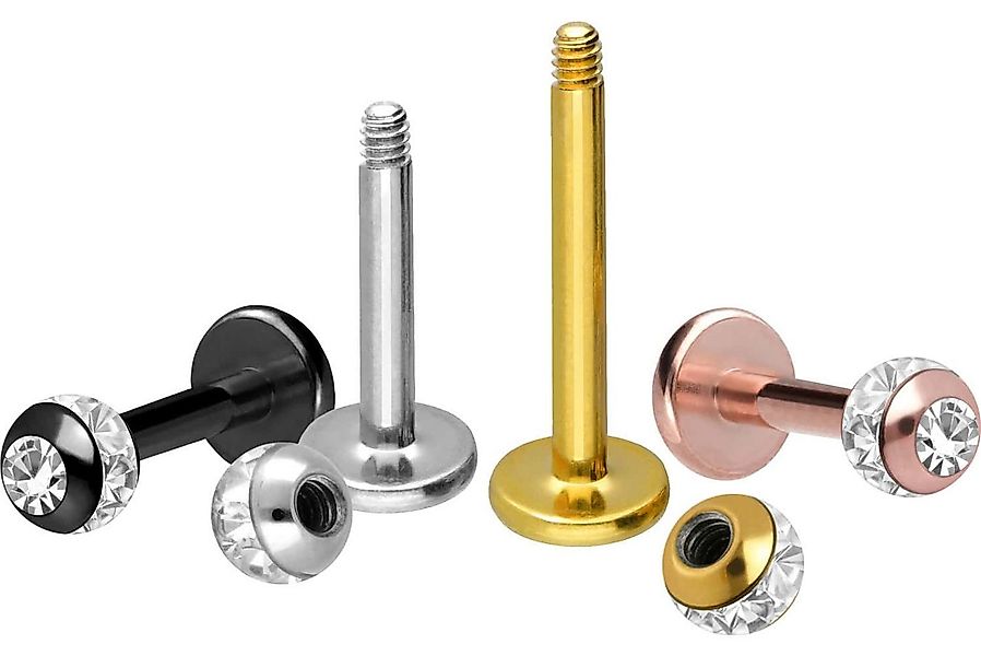 PIERCINGLINE Piercing-Set Chirurgenstahl Labret EPOXY-RING-KUGEL + KRISTALL günstig online kaufen